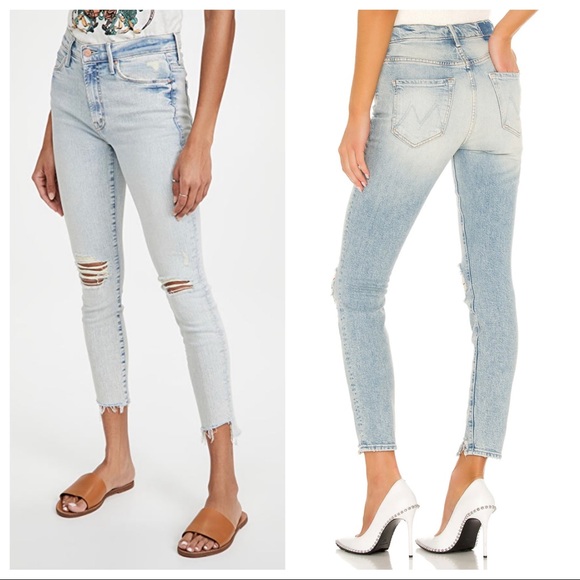 MOTHER Denim - MOTHER The stunner zip Ankle step fray rolling in the bushes jeans